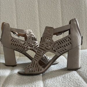 Franco Sarto taupe Cutout Block Heels